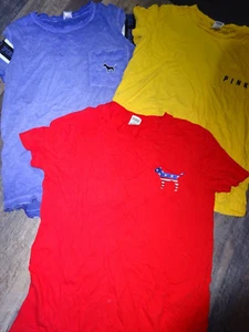 Victoria's secret PINK ~ top shirt t-shirt X3 ~ MEDIUM USA patriotic bling - Picture 1 of 13