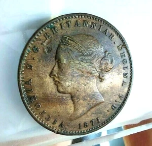 1871 Jersey 1/26 Shillig XF/AU Details Bronze KM#4 - Picture 1 of 4