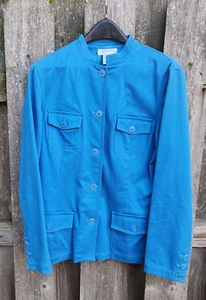 Jones New York Country Size 10 Blue Jacket 98% Cotton Twill Bomber Military Look - Picture 1 of 14
