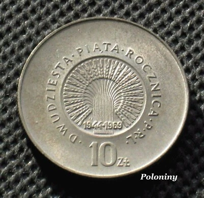 OLD COIN OF POLAND 10 ZLOTY 1969 - ANNIVERSARY OF PEOPLE'S REPUBLIC OF POLAND - Image 1 of 2