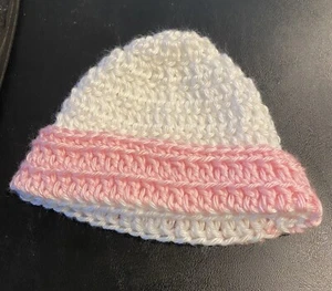 Handmade Crochet Cuffed Baby Girl Beanie - Picture 1 of 1