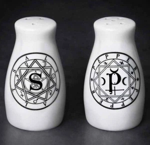 Hexy Witch Salt & Pepper Set, Supernatural Demonic Pagan Gothic, Alchemy England - Picture 1 of 3