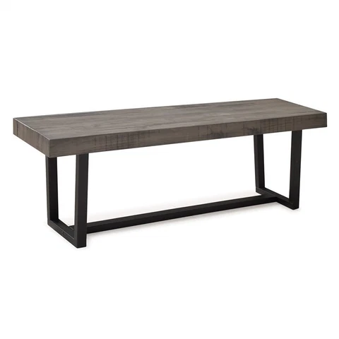 Pemberly Row 60" Solid Pine Wood Dining Bench in Gray Finish Cover