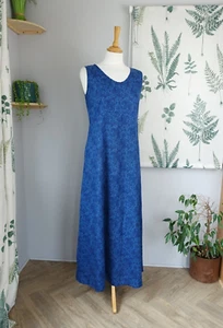 Vintage LAURA ASHLEY Blue Linen blend long dress size 12 - Picture 1 of 7