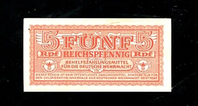Currency Germany 1942 WW2 Wehrmacht 3rd Reich Reich Era 05 RPF Uncirculated - Image 1 of 2