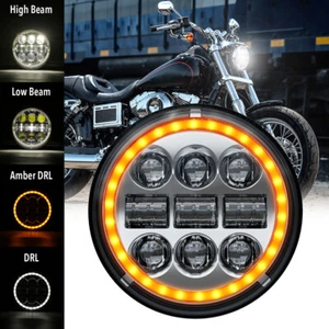 5-3/4" 5.75 inch LED Round Headlight Halo Beam DRL Projector for Motorcycle - Picture 1 of 10