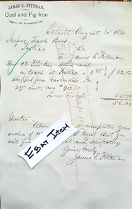 1880 DETROIT MICHIGAN JAMES E. PITTMAN Carbone e ferro da maiale 24 Griswald firmato - Foto 1 di 1