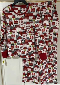 Sleep Sense Christmas Pajama Top Pants Set Women S Red Happy Holidays Lounge - Picture 1 of 9