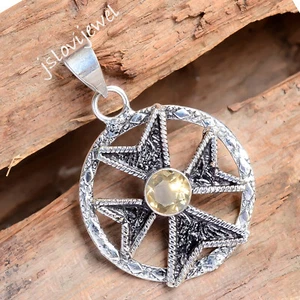 Citrine Topaz Gemstone 925 Sterling Silver Handmade Pendant Sister Gift Jewelry - Picture 1 of 6