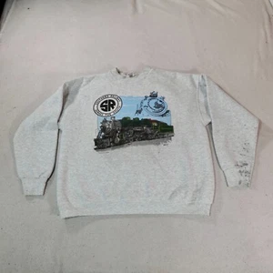 Vintage Train Sweater Extra Large Gray Southern Railway Locomotive Caboose Mens - Picture 1 of 16