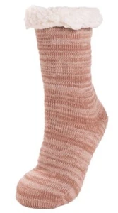 Muk Luks Canyon Rose Cabin Socks Women S/M Pink Winter Slipper Cozy Knit Fur - Picture 1 of 2