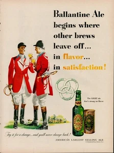 1951 Beer Brewery Ballantine Ale 50s Vintage Print Ad Horse Racing Jockey Farm - Picture 1 of 9