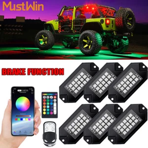 RGB LED Rock Lights Bluetooth Controller Timing Music 6 Pods Lamp Brake Light - Bild 1 von 12