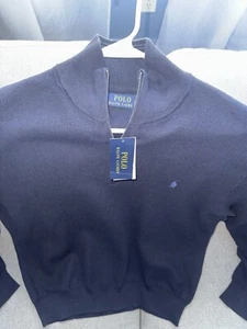 XL Polo Ralph Lauren Mens Extra Large Quarter Zip Pullover Navy Blue Sweater - Picture 1 of 4