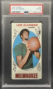 1969 Topps #25 Lew Alcindor novato PSA 2 bueno - Imagen 1 de 2