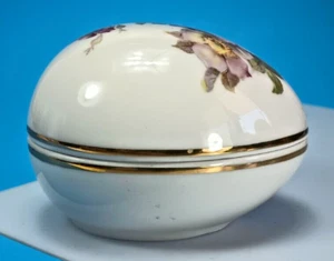 Caja de baratijas de huevos florales de porcelana Gerold. Hecho en Alemania Occidental. - Imagen 1 de 6