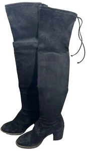 🌟GOLD CHAIN ACCENT🌟 Stuart Weitzman Over The Knee Suede Boots With Tie - Picture 1 of 11