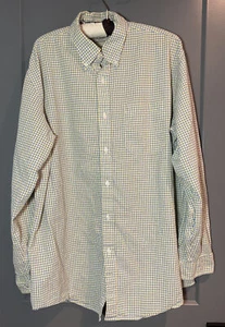 LL Bean Mens Button Up Shirt Yellow Blue Check Traditional Fit Size Large - Picture 1 of 3