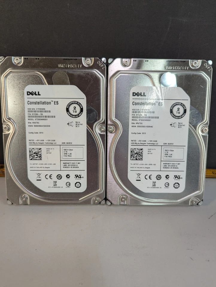 2  ST2000nm001 Dell CONSTELLATION ES 2TB 7.2K 6G 16MB 3.5in SAS Hard Drive - Image 1 of 3