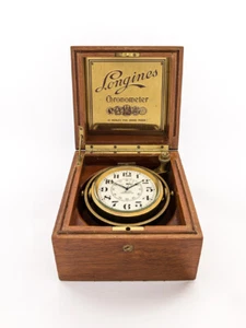 Seltener Longines Schiffschronometer im Holzgehäuse mit kardanischer Aufhängung 40er Jahre - Bild 1 von 5