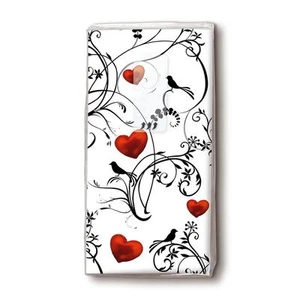 Taschentücher 'Ornament Herzen' 10 Stück Hochzeit Freudentränen Ranke Vogel - Bild 1 von 1