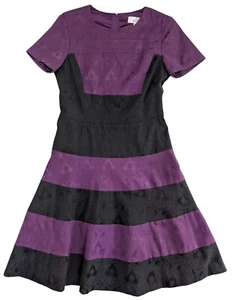 Belle Badgley Mischka Kleid Damen Größe 4 Lila Schwarz Gestreift Blumen Jacquard - Bild 1 von 13