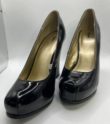 Zapatos de tacón grueso de charol negro Mossimo - talla 8, tacón de 4,5", nunca usados Foto 1 de 4