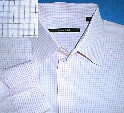 CAMISA M BILLY REID PARA HOMBRE ROSA BLANCO VENTANA CUADROS TEXTURA REFINADA Foto 1 de 4