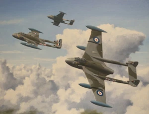 De Havilland Venom 145 Escuadrón RAF Aviación Avión Pintura Impresión Artística - Imagen 1 de 1
