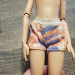 Barbie Bambola Elastica Vita Sbiadita Tue Dye Blu Arancione Pantaloncini - Foto 1 di 8