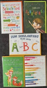 Schulanfang - 25 Glückwunschkarten im Sortiment - UVP ca. € 62,50 - 5 Dekore á 5 - Bild 1 von 2