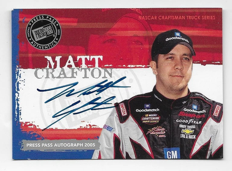 Matt Crafton NASCAR 2005 Press Pass Authentics auto blue Autograph  (x) - Image 1 of 2
