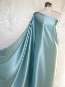 Pure Silk Satin Charmeuse Fabric Pale Blue Per Yard - Picture 1 of 2