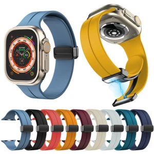 Magnetic Silicone Band iWatch Sports Strap for Apple Watch 9 Ultra 49mm 8 7 6 5