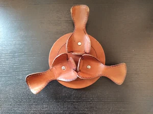 Pfeifenständer Pfeifenhalter 3 Pfeifen Leder Braun 70iger Jahre Vintage Retro - Bild 1 von 4