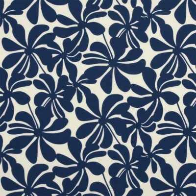 PREMIER PRINTS TWIRLY DEEP BLUE  FLORAL INDOOR/ OUTDOOR FABRIC 137CM WIDE - Image 1 of 4