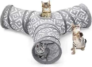 Glittme Cat Tunnel, 3 Way Cat Tunnels for Indoor Cats with 3 Toy Balls, Peekaboo - Picture 1 of 3