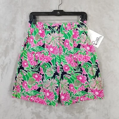 Pantalones Cortos De Colección Lilly Pulitzer Mujer 8 Floral Ardilla Micro Cordón Plisado tiro alto Foto 1 de 4