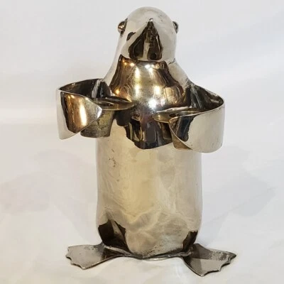 HERRAJES DE RESTAURACIÓN Plato Plateado Pingüino Doble Candelabro Portavelas Foto 1 de 4