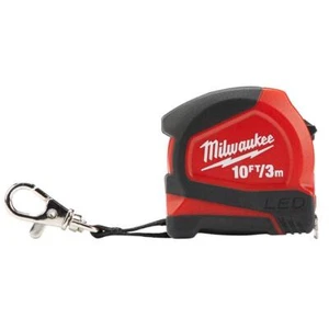 Milwaukee Tape Measure 10FT Keychain Pocket Size Magnetic LED Light Durable Clip - Picture 1 of 10