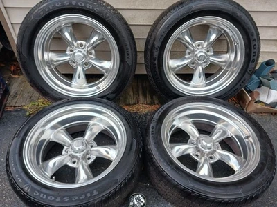 RUEDAS DE ALUMINIO PULIDO 17x8" AMERICAN RACING TORQUE EMPUJE + TAPAS + NEUMÁTICOS BONITOS Foto 1 de 4