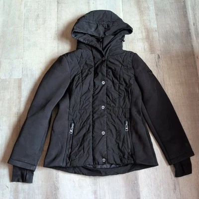 Jaqueta feminina Michael Kors tamanho M preta com zíper completo com capuz - Imagem 1 de 4