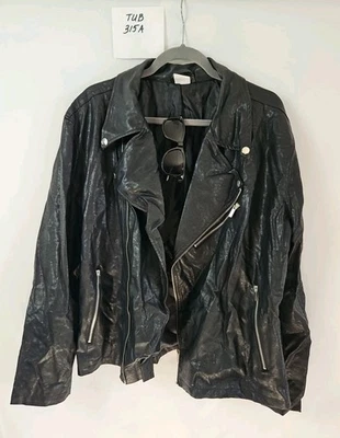 Spirit Halloween Negro Imitación Cuero Motociclista Disfraz Chaqueta y Gafas de Sol Hombres Talla Foto 1 de 4