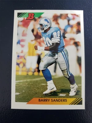 Barry Sanders Detroit Lions 1992 Bowman #221 borde blanco error rara belleza Foto 1 de 3