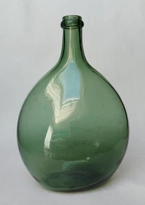 Wein Flasche Grün Sammler Glas platt Bocksbeutel Form alt antik Frankreich ? - Bild 1 von 12