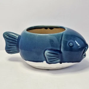 Keramik blau Fischform Übertopf Pier 1 so süß!!  - Bild 1 von 13