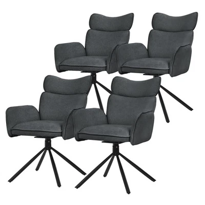 Lot 4 chaises pivotantes à 360° fauteuil tissu anthracite accoudoirs pieds métal - Photo 1/4