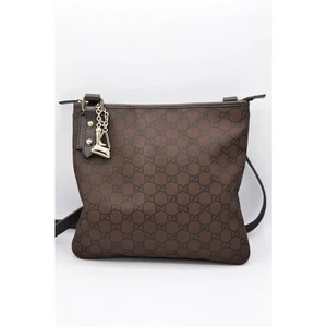 Gucci Monogram Jolicouer Charm Messenger Crossbody Purse Authentic Dark Brown - Picture 1 of 11