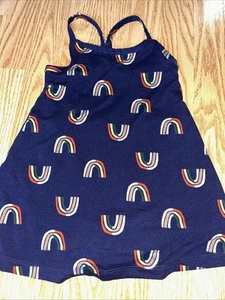 Hanna Andersson Summer Dress Romper Blue Rainbow 90 - Picture 1 of 5