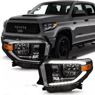 Faros Faros Izquierdo+Derecho Negro con LED DRL LED Para Toyota Tundra 2018-2021 Foto 1 de 4